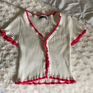 Pink and White Crop Top Shein Medium